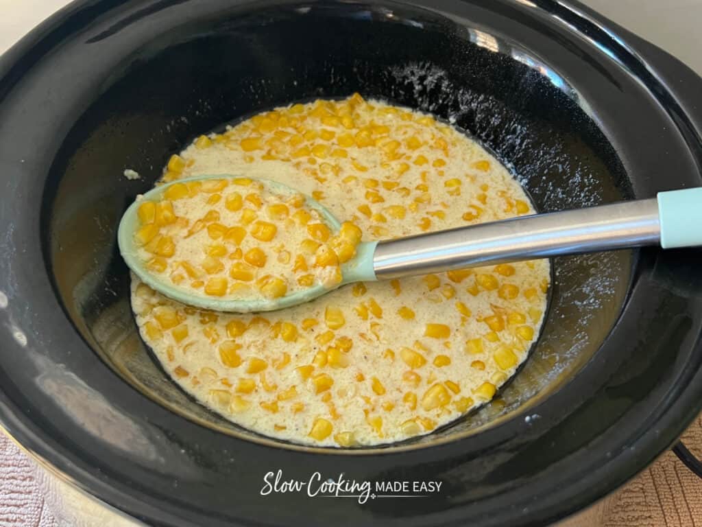 cooked breamed corn in the slow cooker